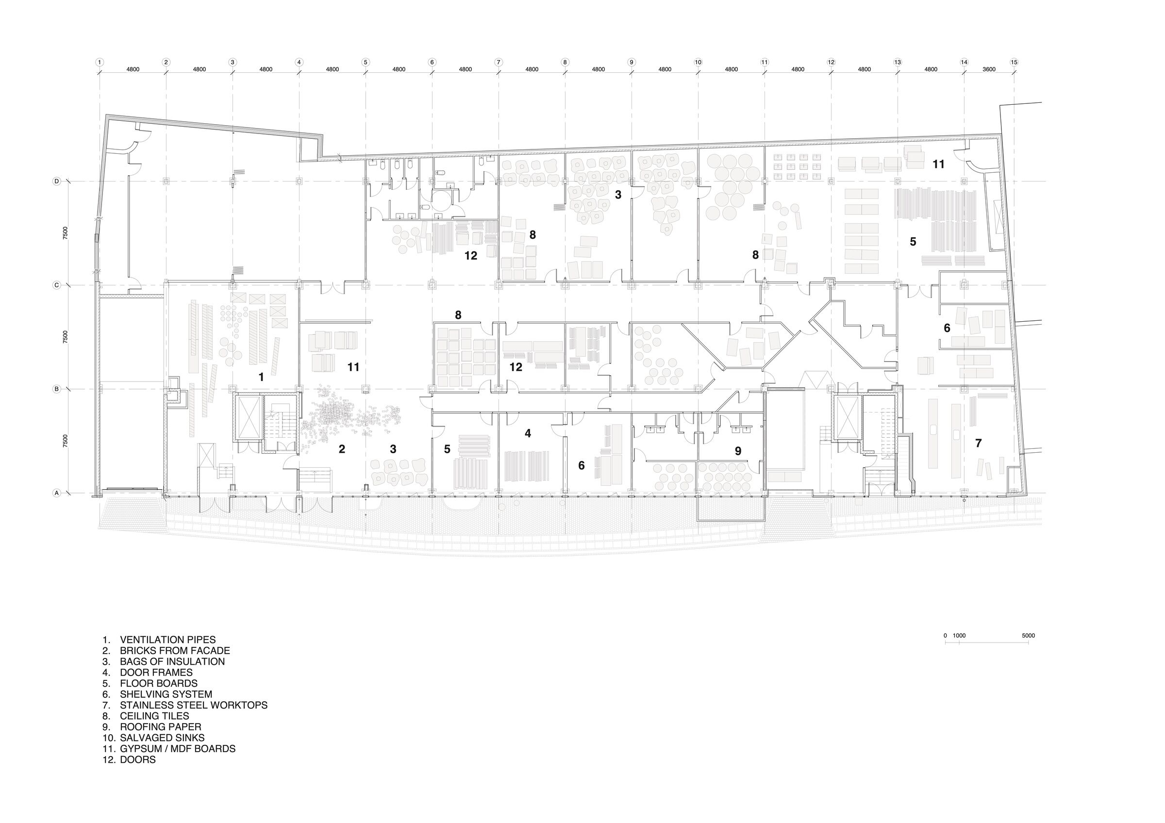 Ground floor — storing of elements