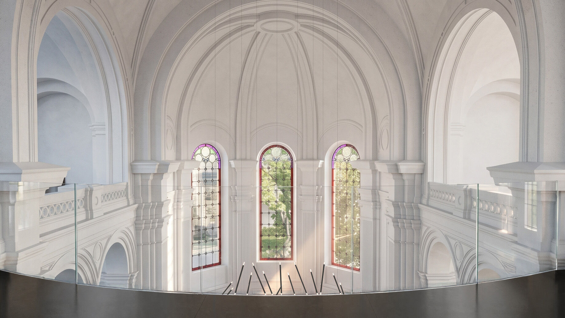 Rendering, Bridge, view toward the choir