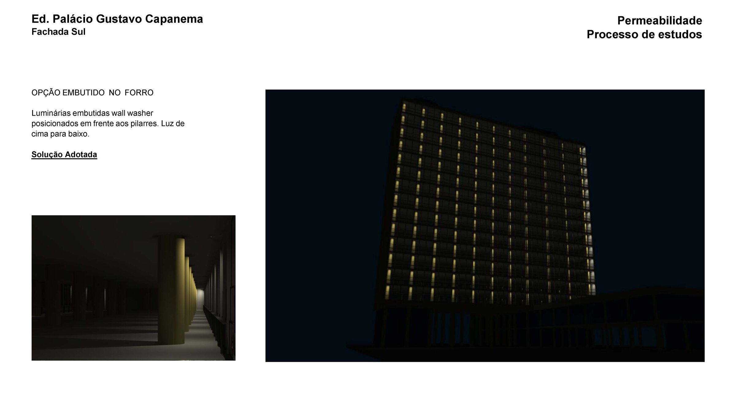 Lighting studies — luminaires recessed into the new plaster ceiling.