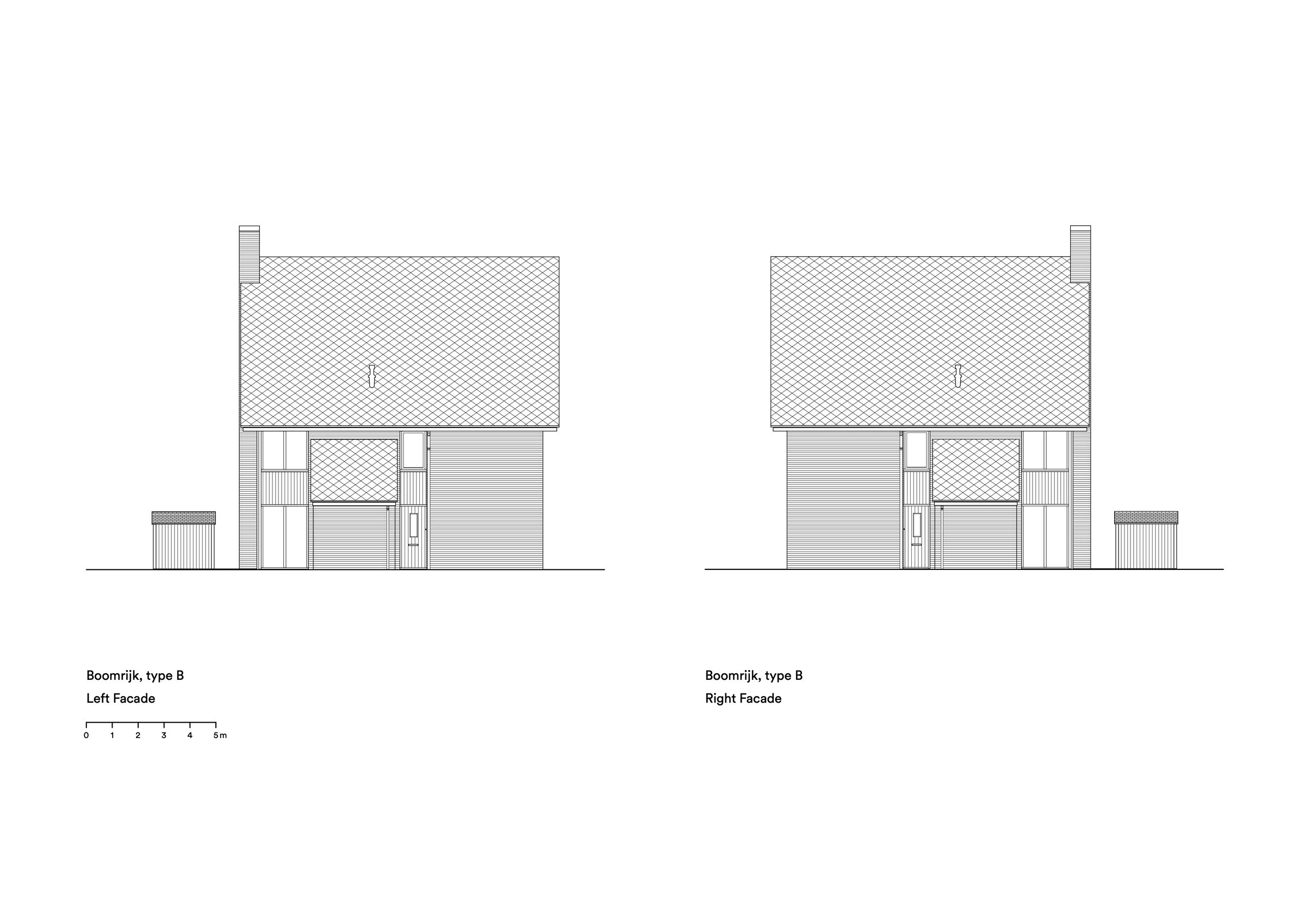 Type B, side facades