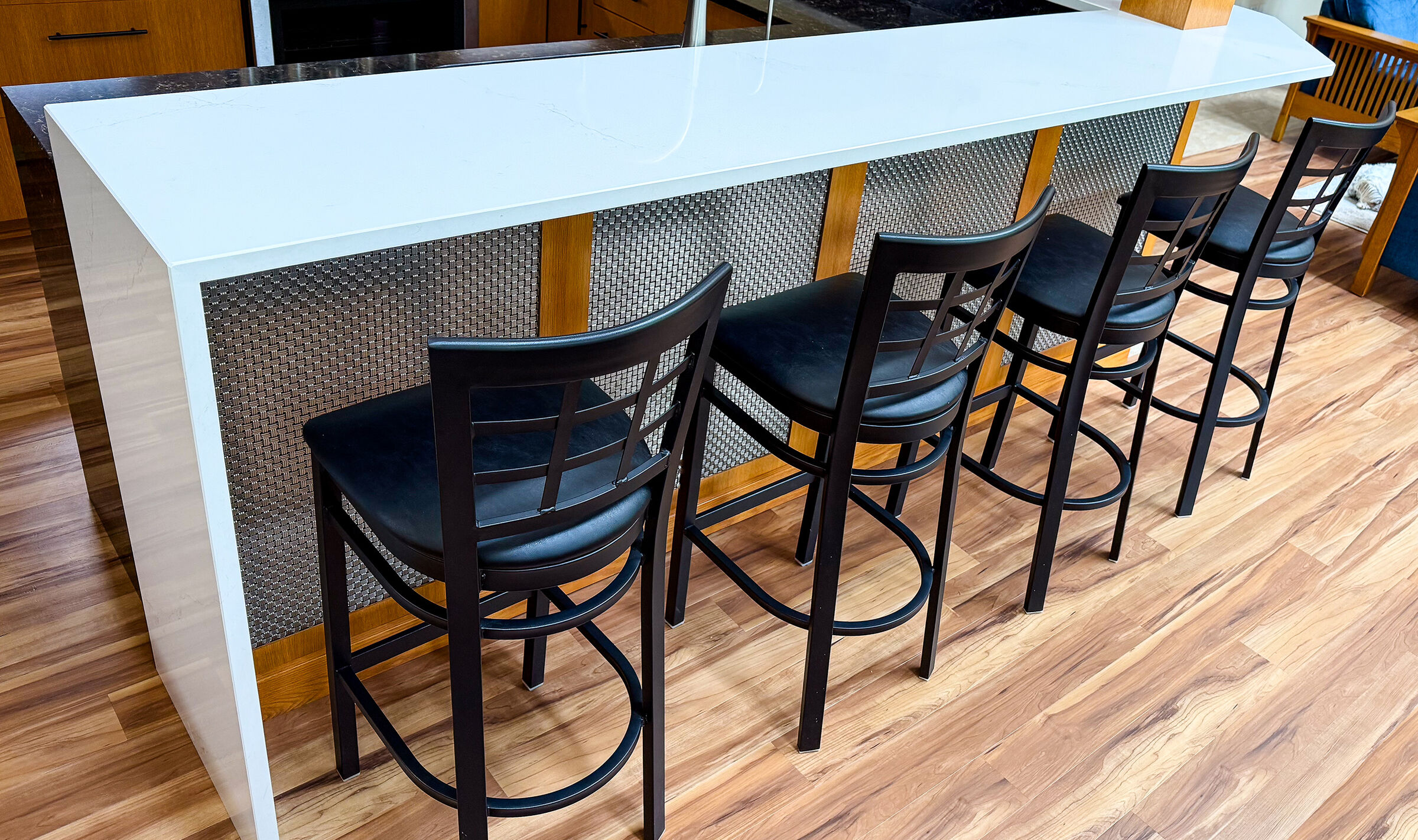 Featuring M33-2 architectural woven wire mesh, this home bar remodel blends contemporary design with rich texture and visual screening for a refined, upscale aesthetic.