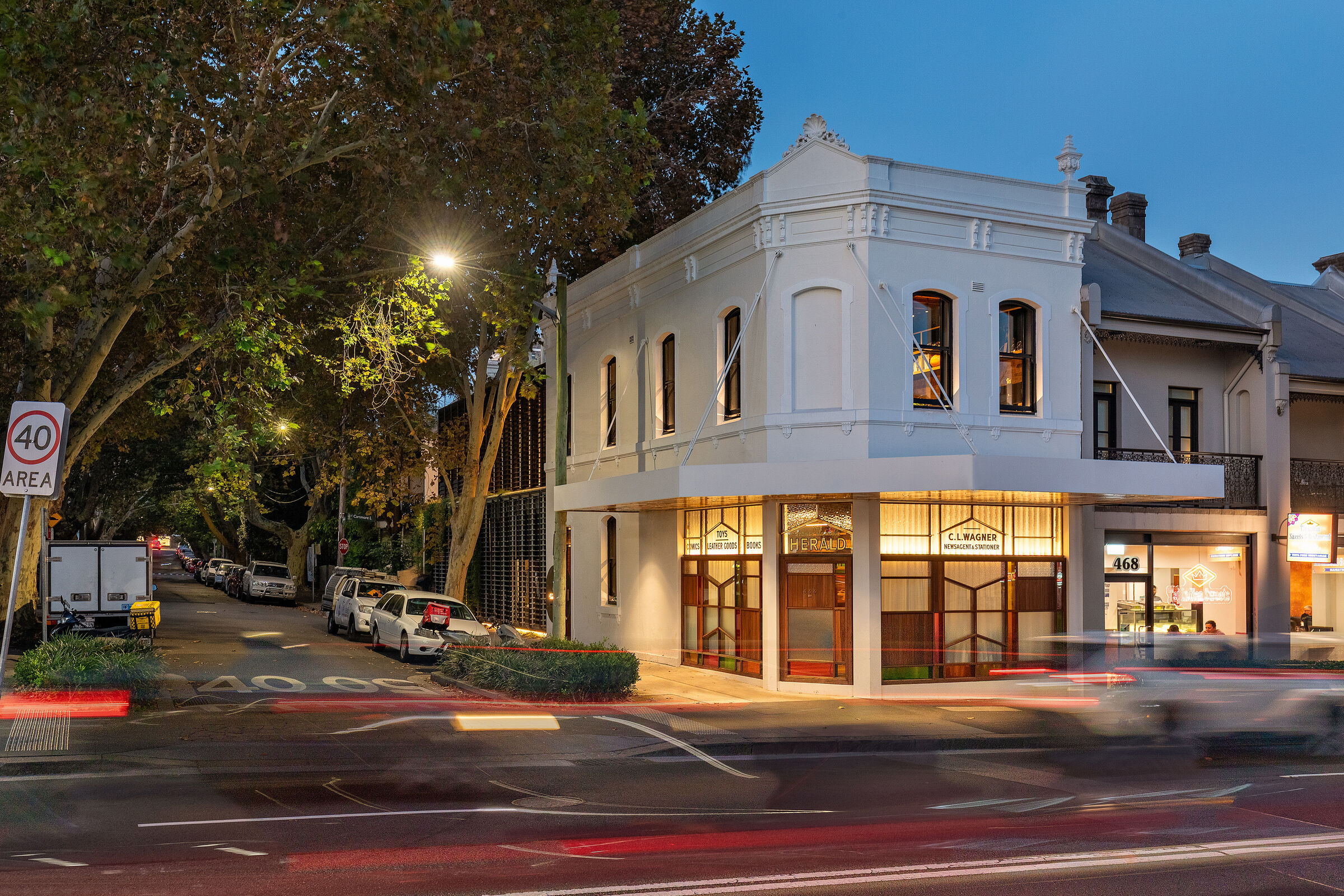 View from Cleveland St at dusk