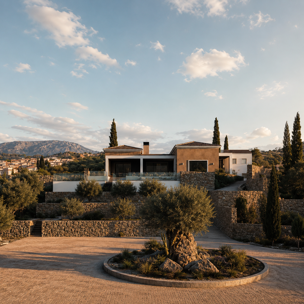 A contemporary residence in Aperi, Karpathos, designed by EFTEKTON Architects to integrate natural stone, earthy materials, and clean architectural volumes into the Mediterranean landscape.