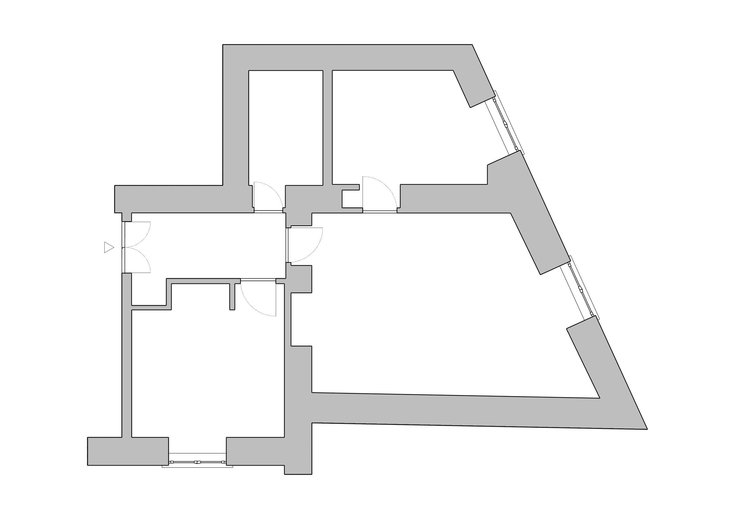 The floor plan of the previous state, with its rigid layout dictated by the load-bearing stone walls.