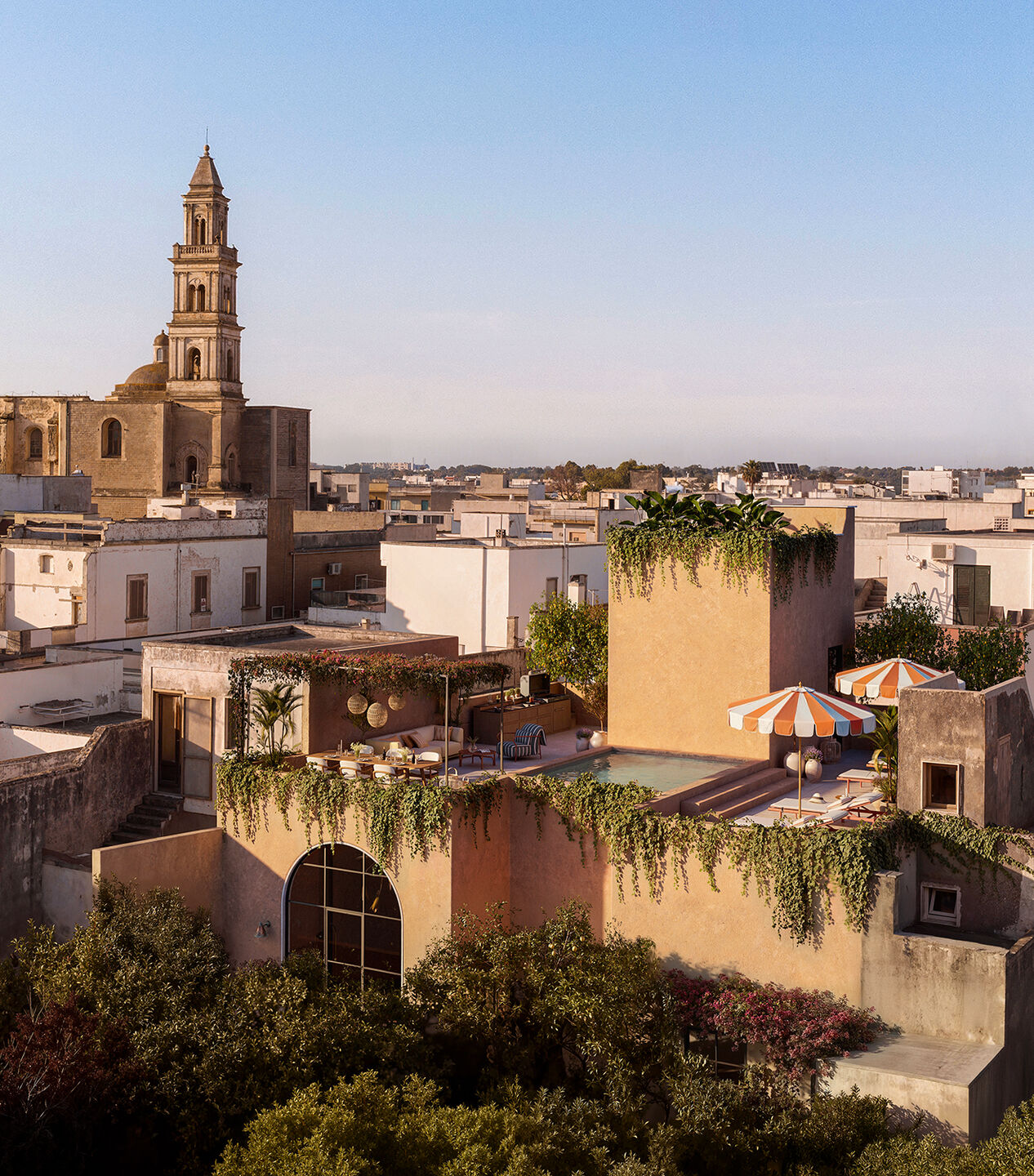Rooftop terrace overlooking Lequile’s historic centre