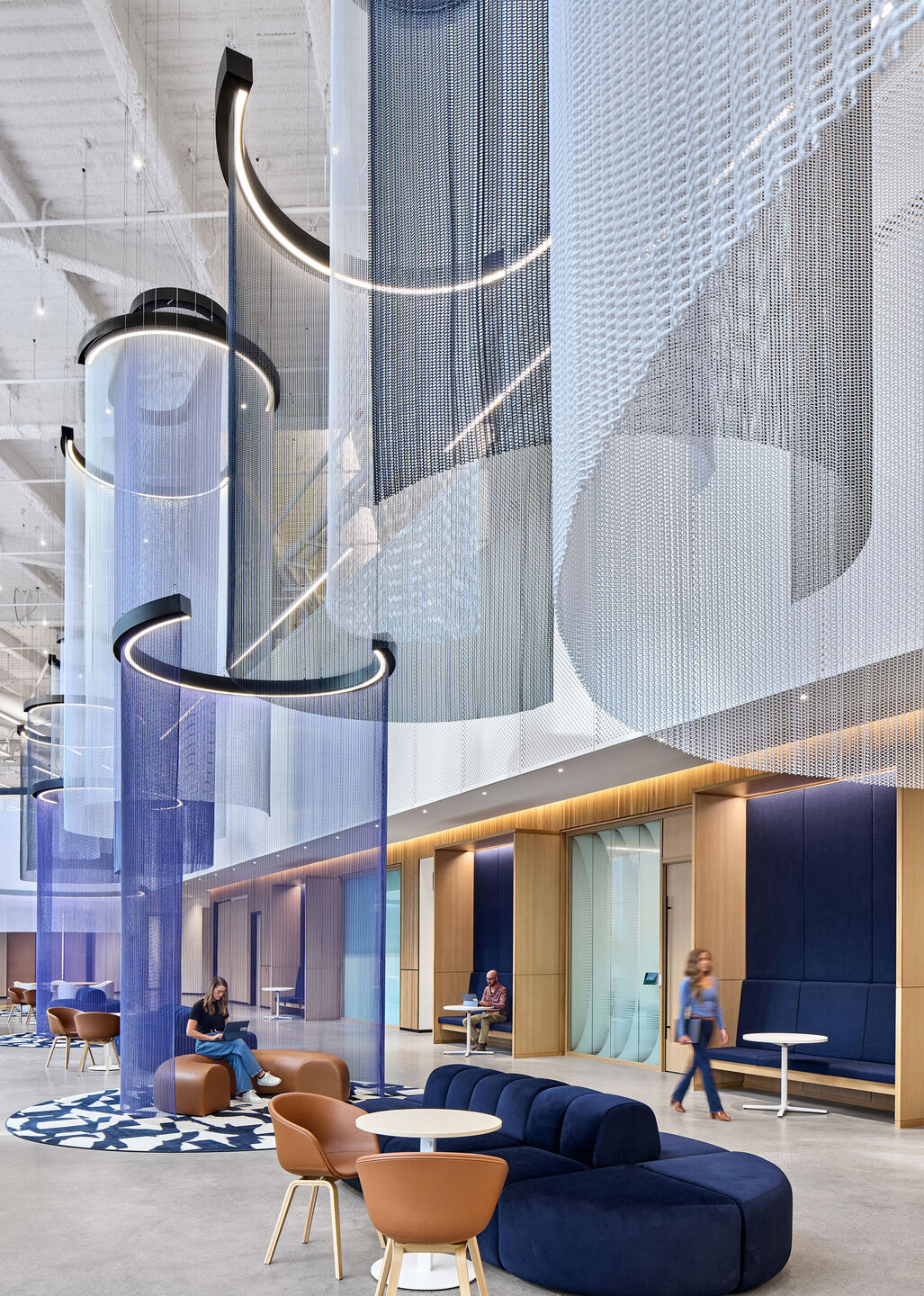 Delta 24RG hanging wire mesh in a powder coat finish in the Ford World Headquarters