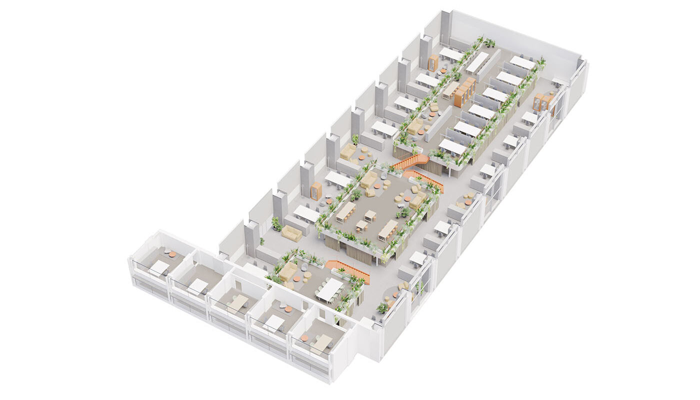 Axonometry of the whole office space