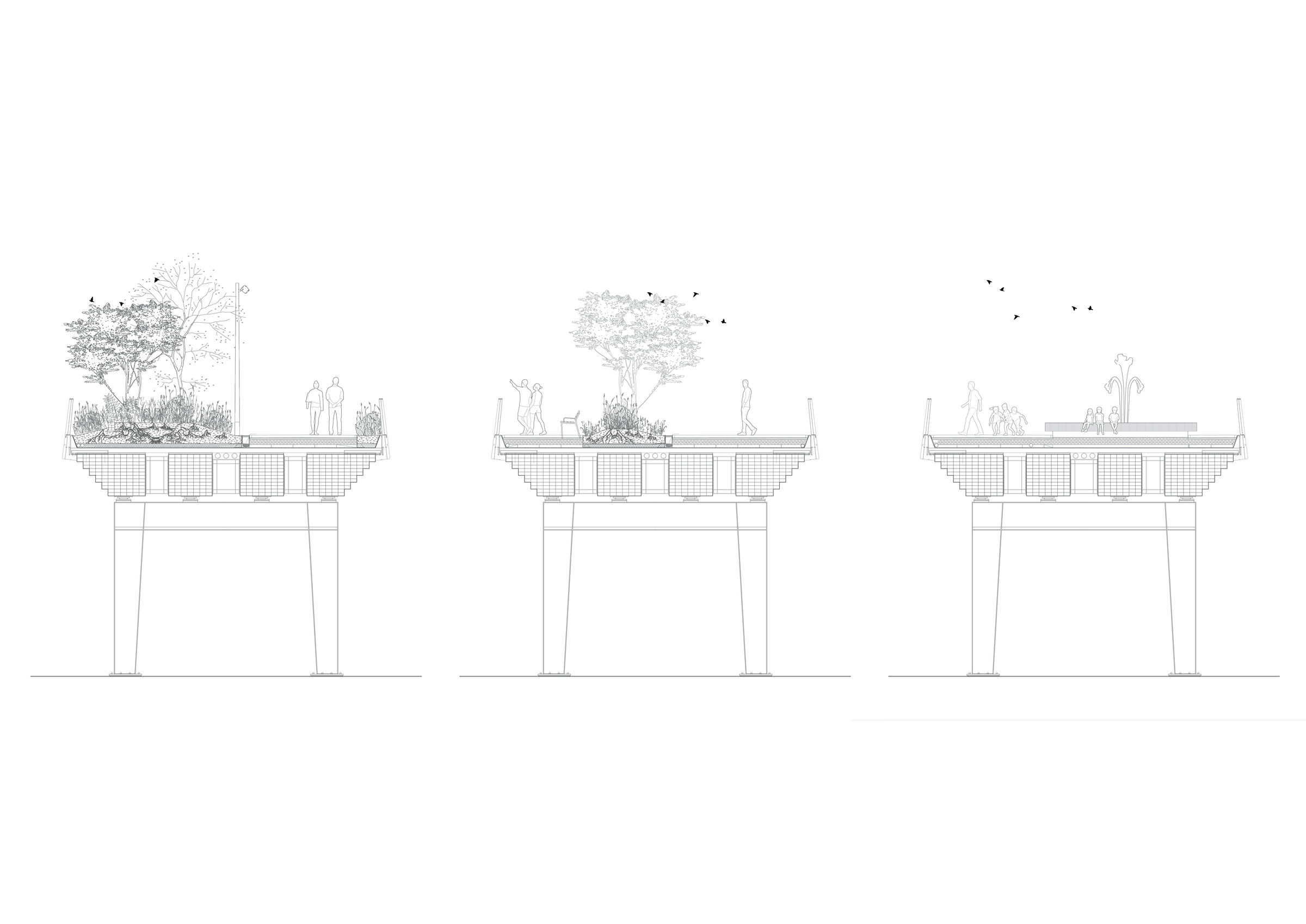 Cross-section over Passerelle