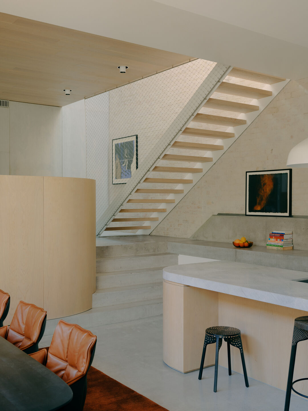 A split level living area at ground level.