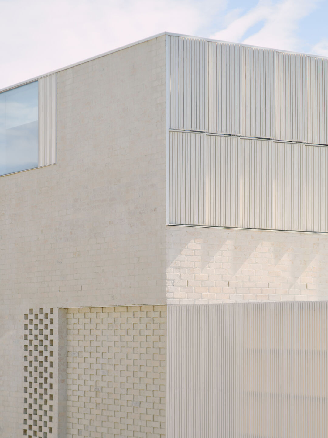 A detail of the operable timber facade.