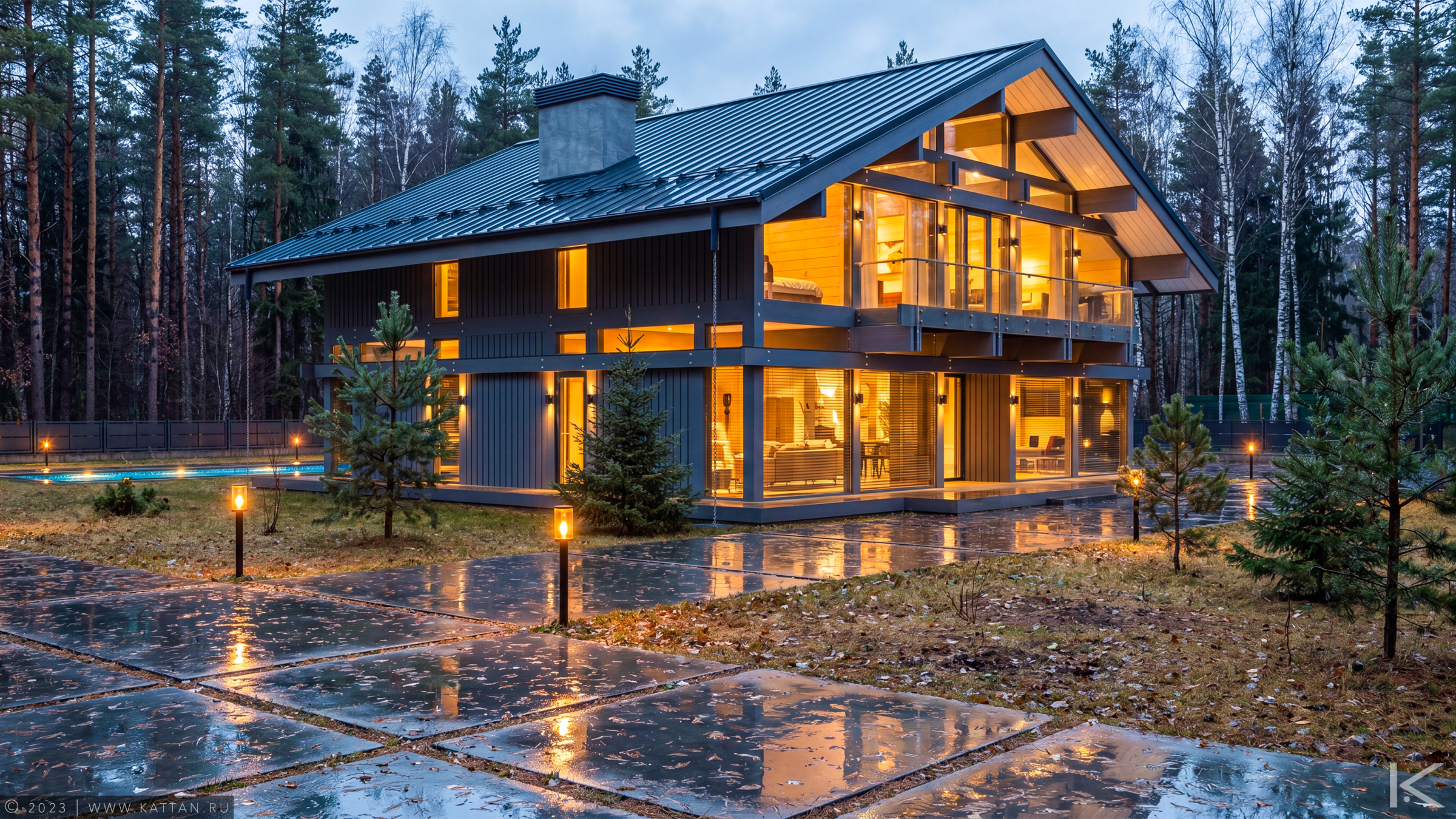 Graphite Residence — timber frame and double-height living area.