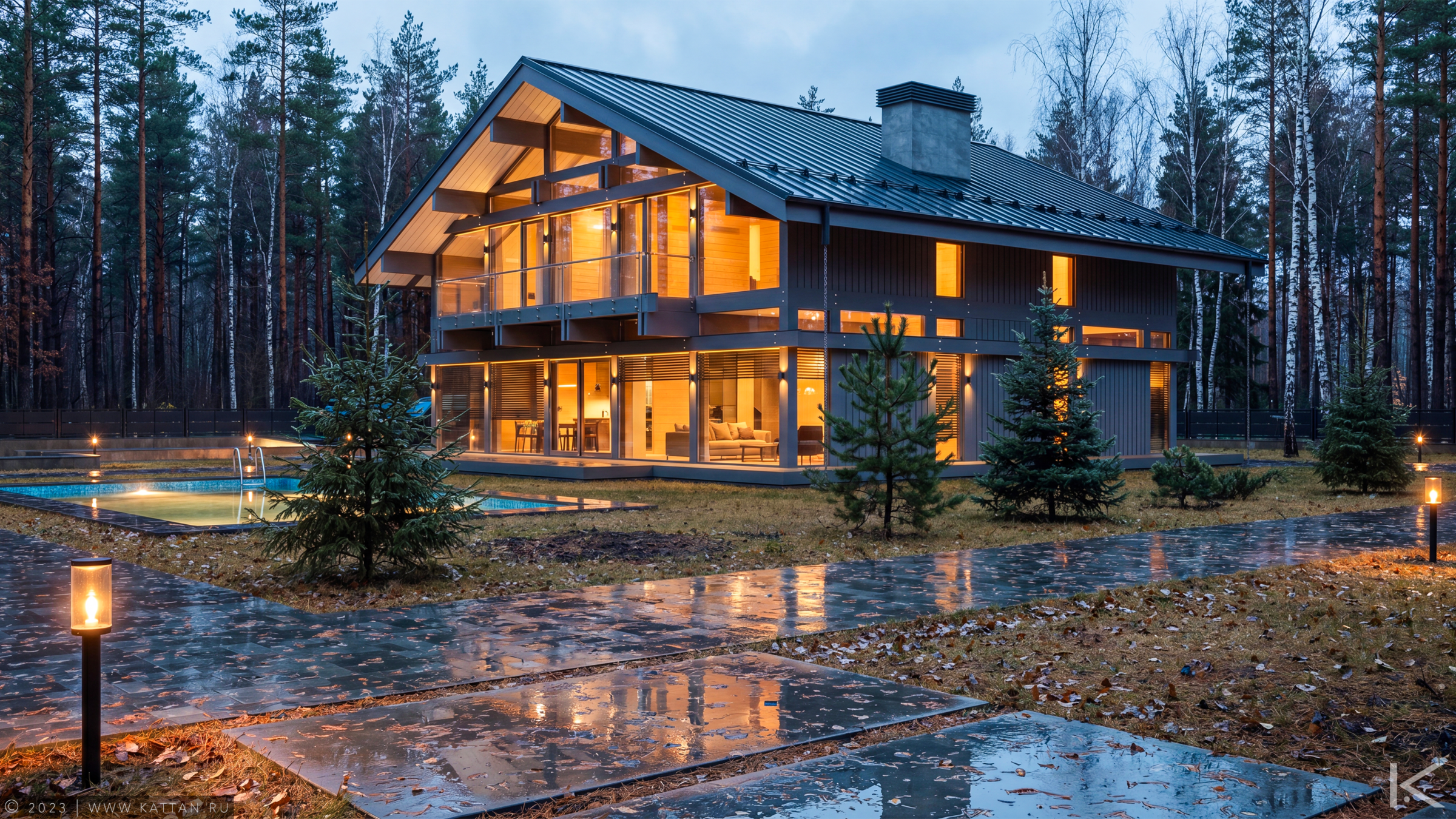 Graphite Residence — exposed timber structure and terrace.