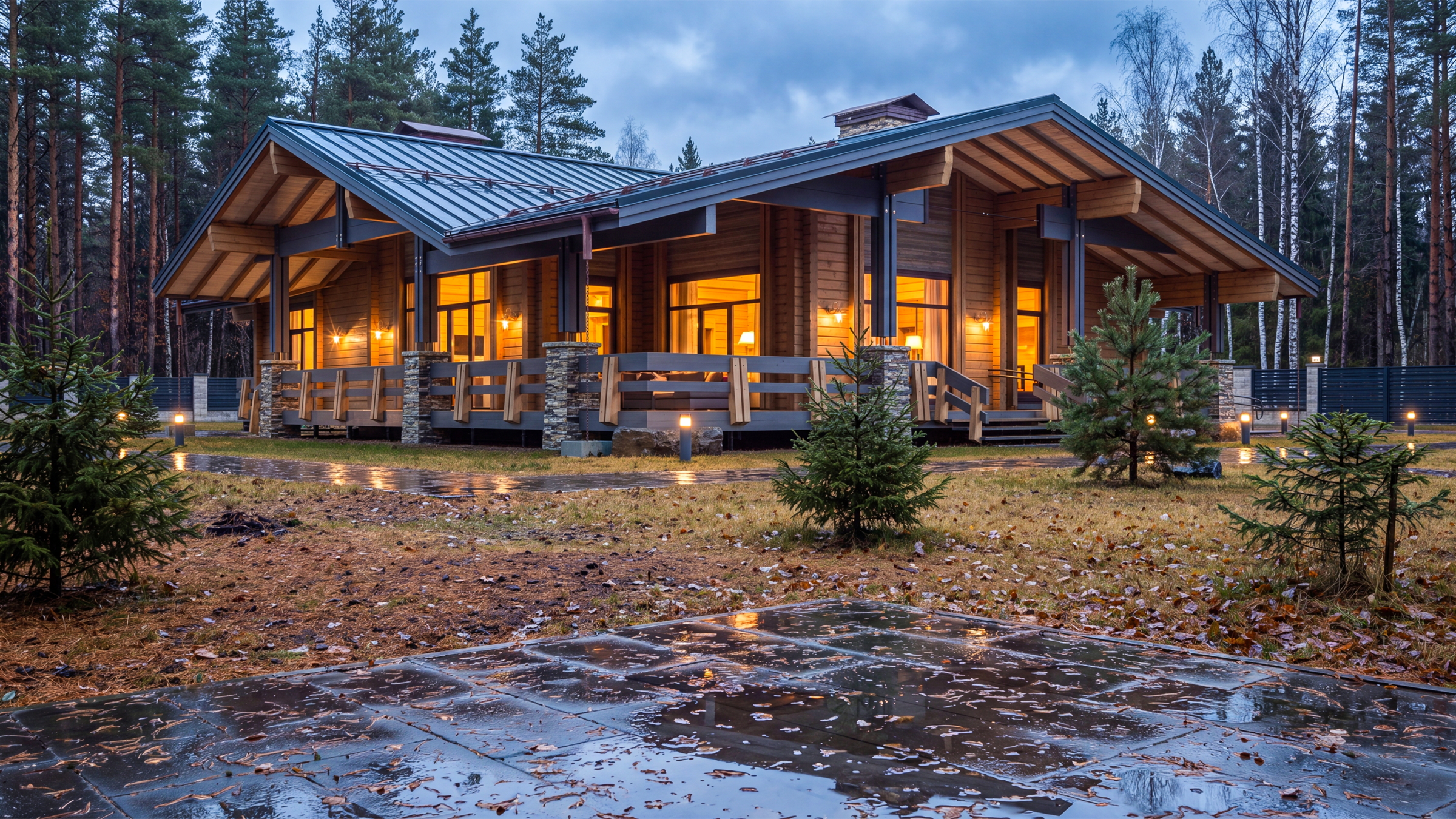 Vera-2 Residence — exterior rendering at dusk.