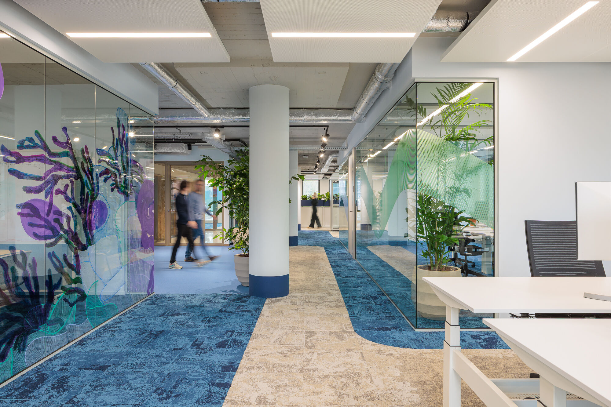 The office has a variety of spaces to work