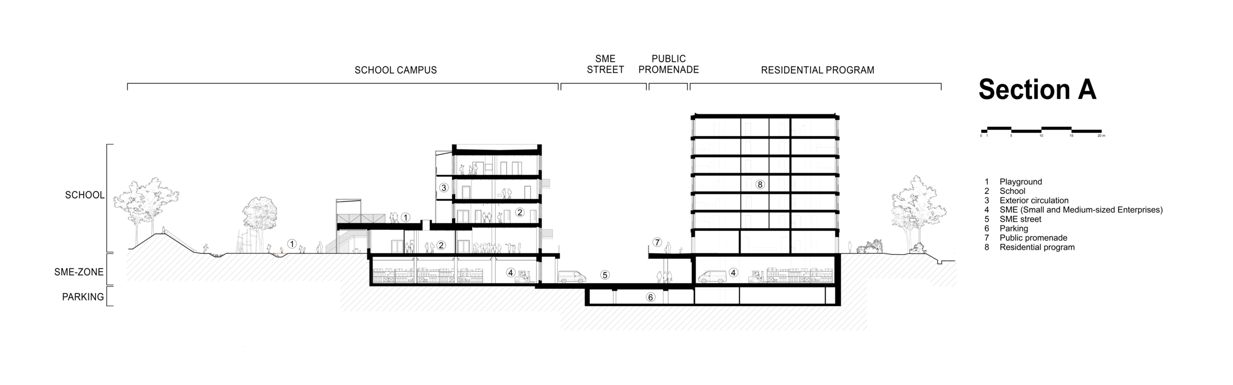 Section through the public promenade
