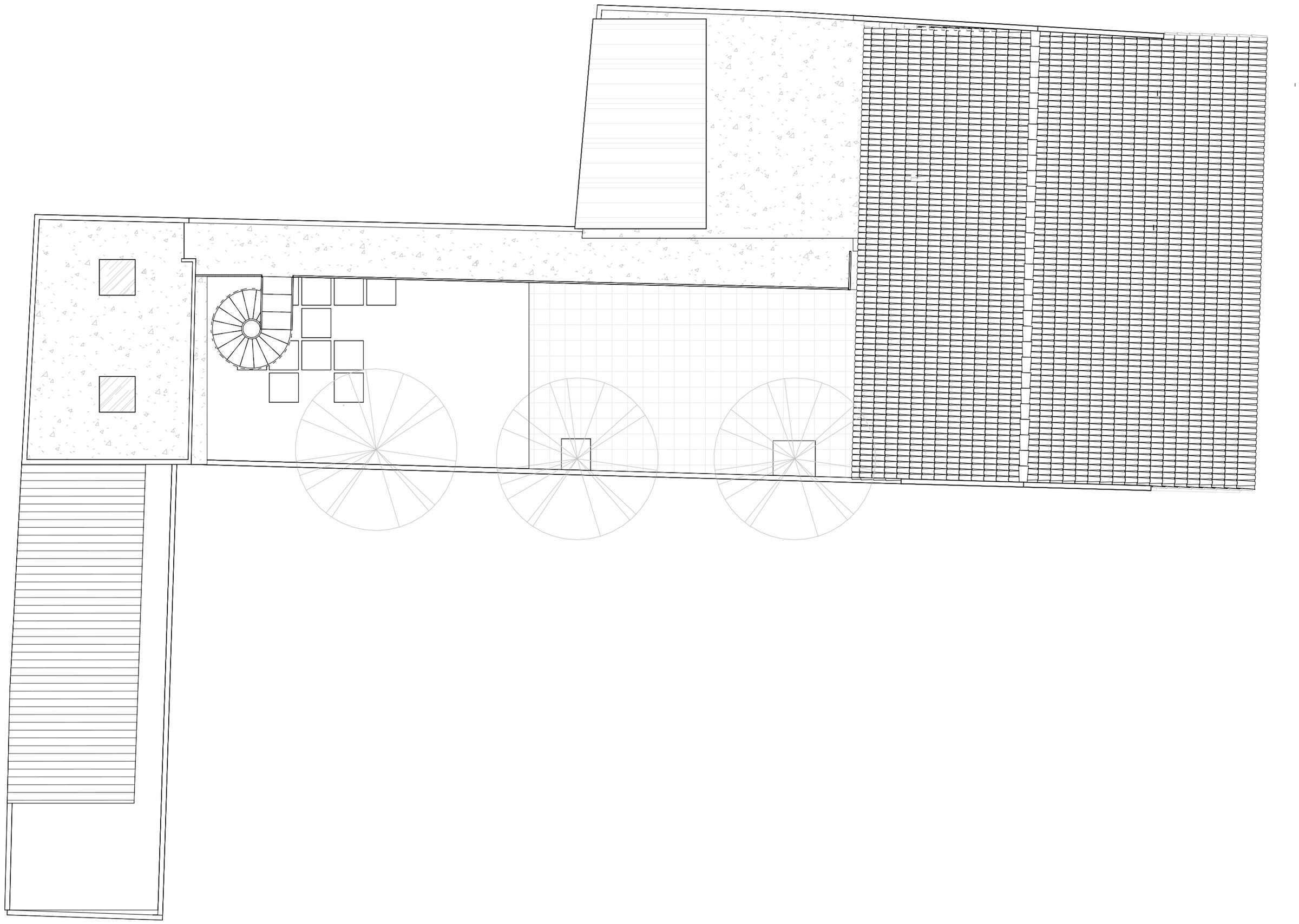 Site plan. The L-shaped configuration responds to the site’s irregular geometry and historic subdivision.