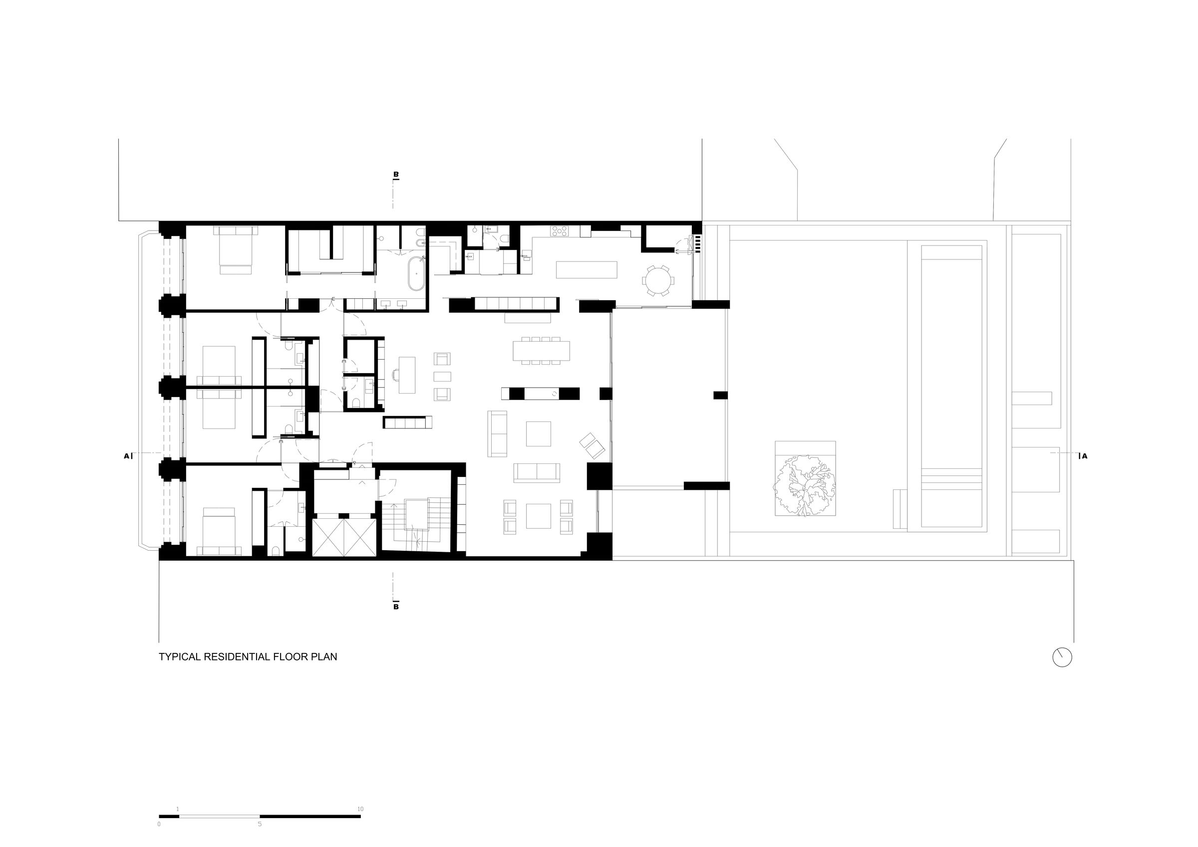 Planta piso tipo habitação