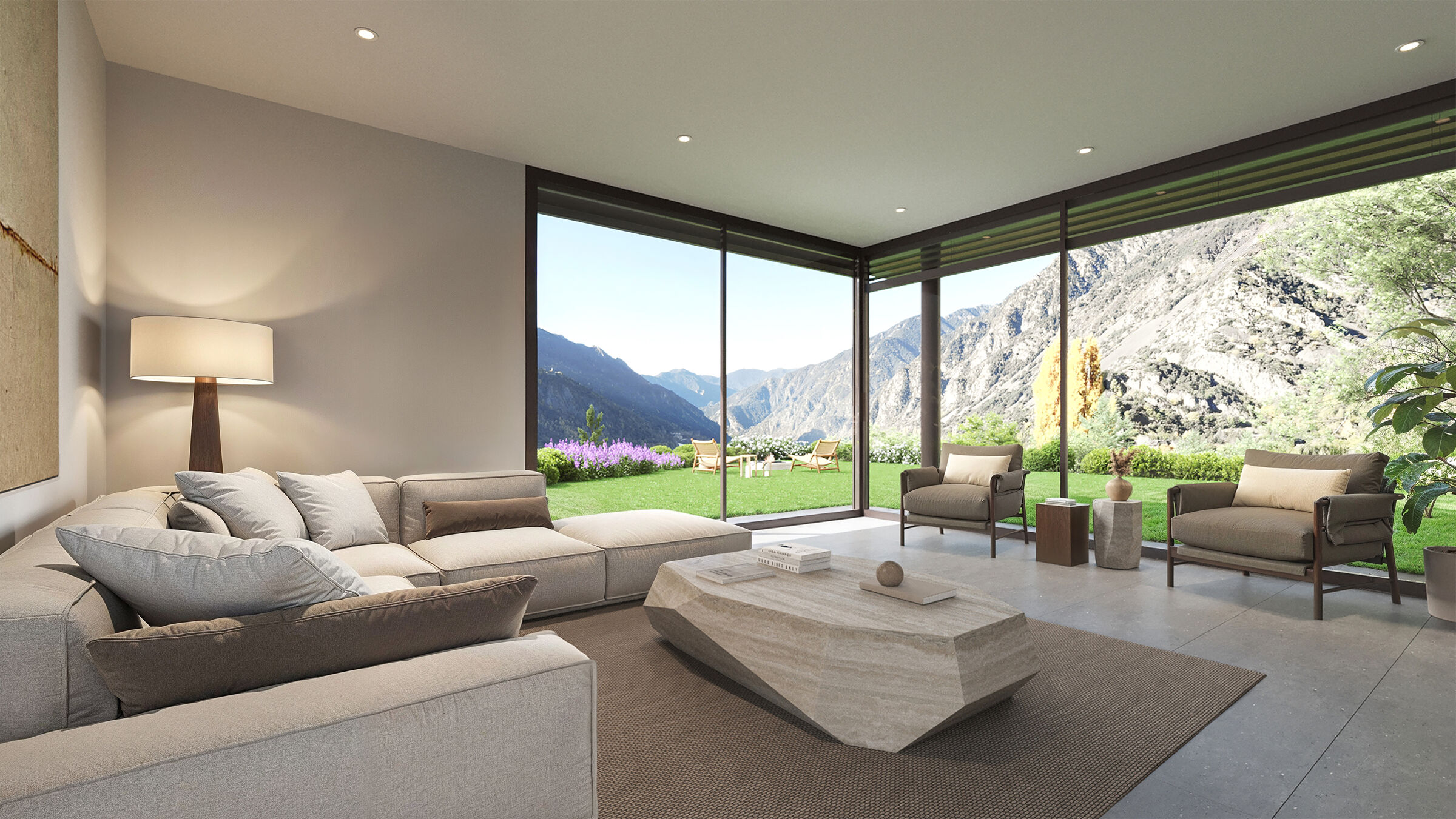 Living room overlooking the private garden