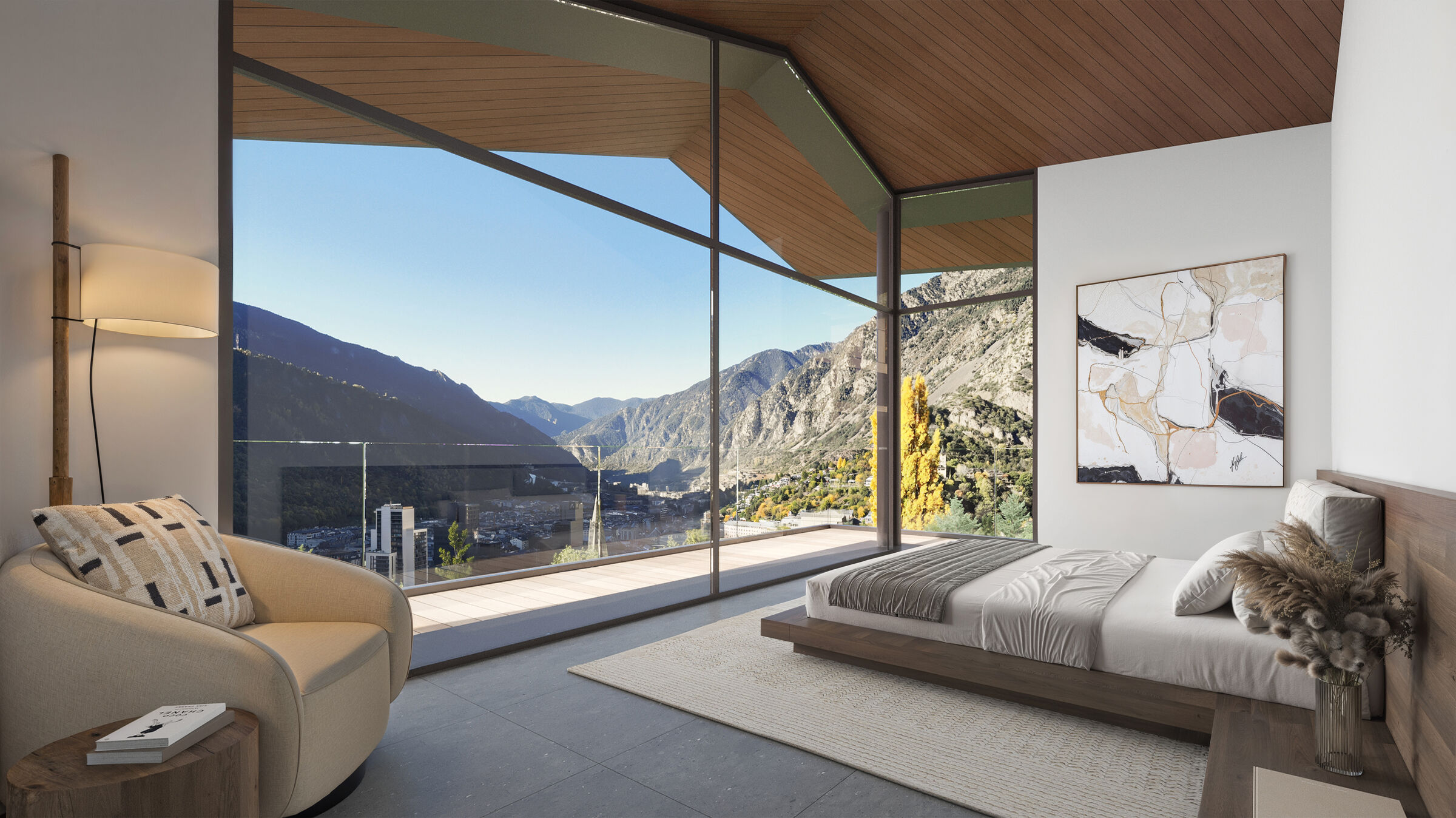 Bedroom with panoramic mountain views