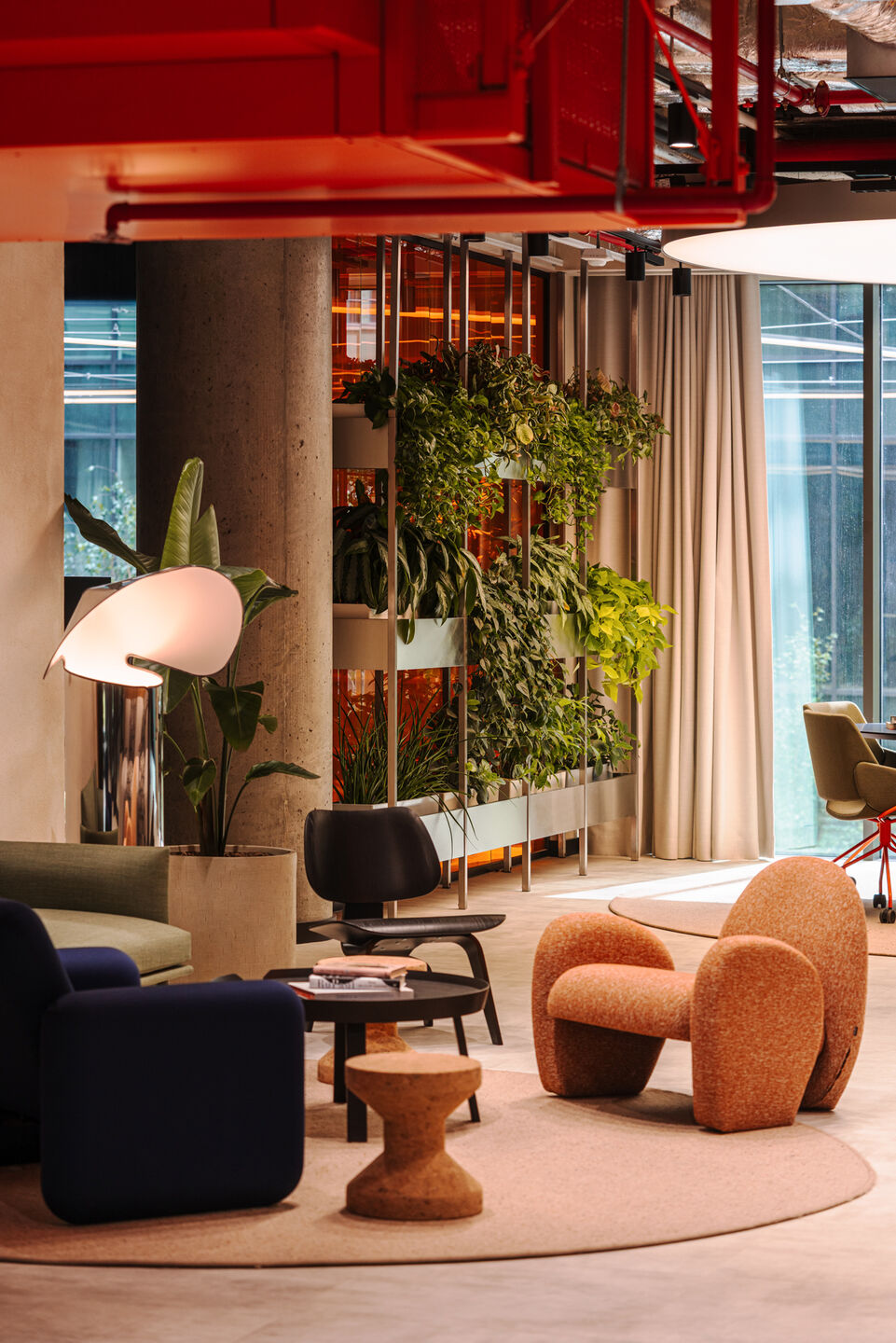 Thanks to the building's atrium-style design, the interiors are filled with natural light.