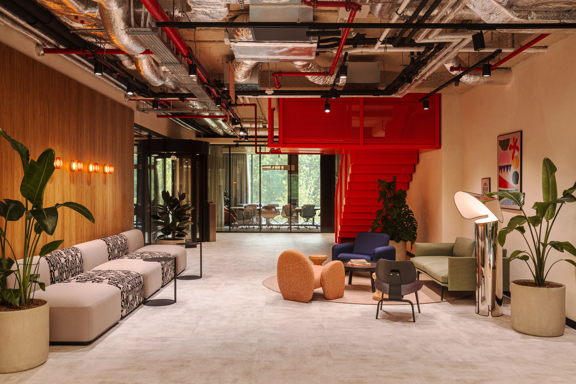Soft seating area in lobby