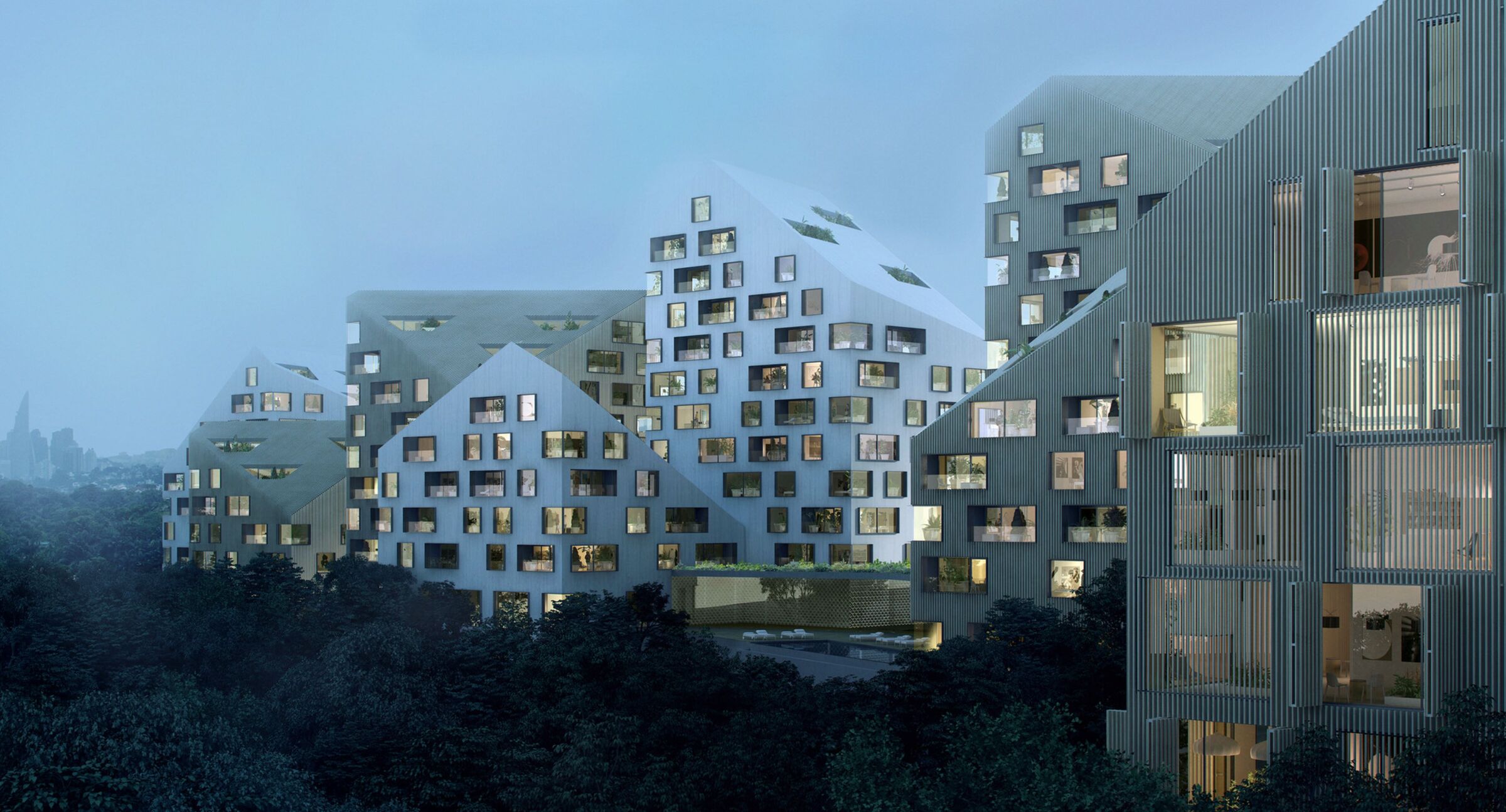 Dusk View of Hotel and Residences