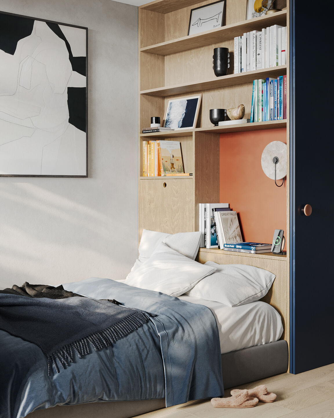 Built-in headboard concept render