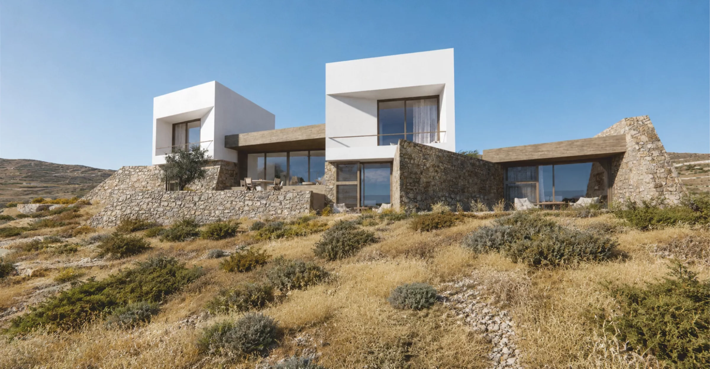 Stone and White Volumes in Dialogue