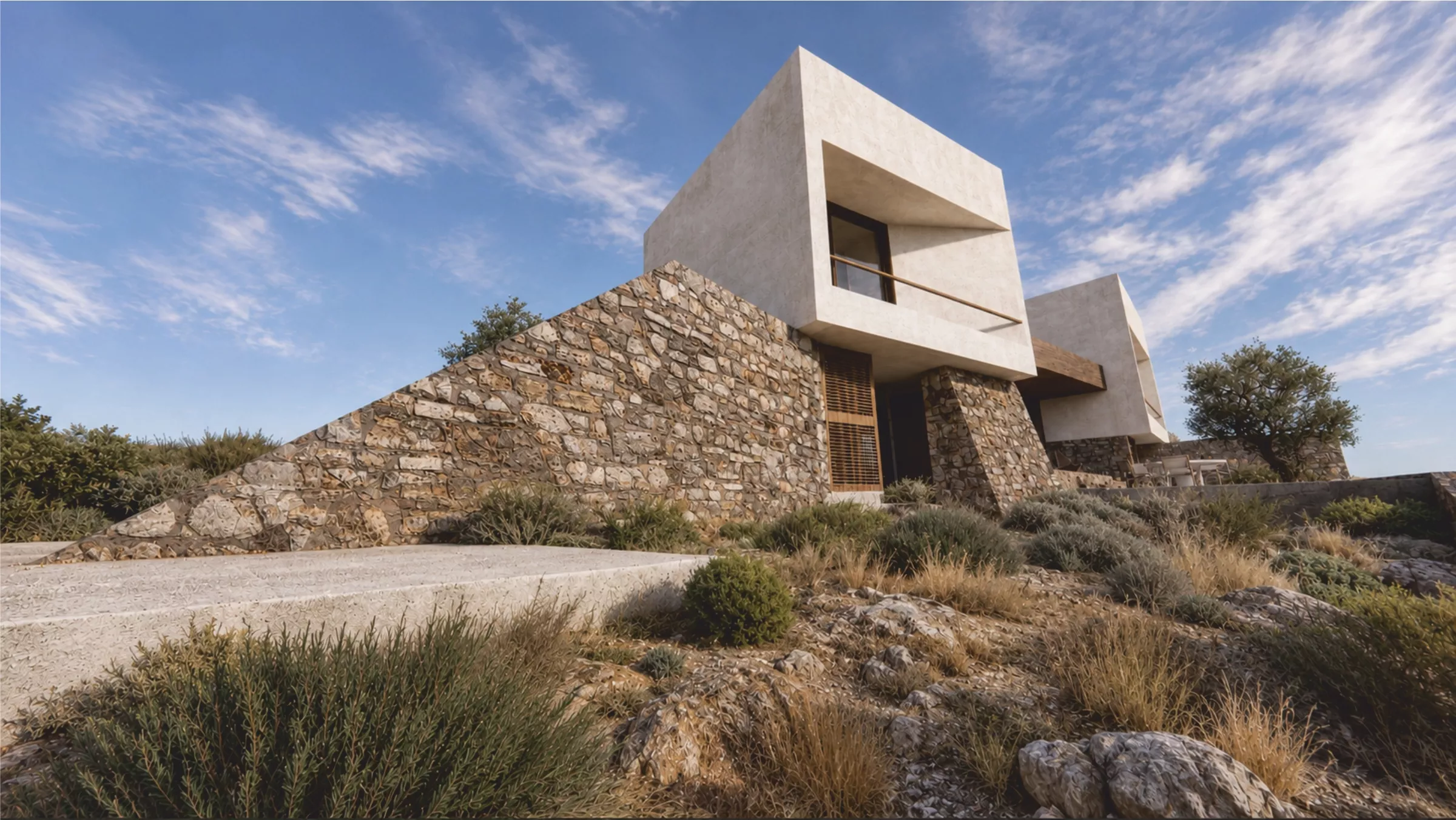 Stone Anchoring the White Volume
