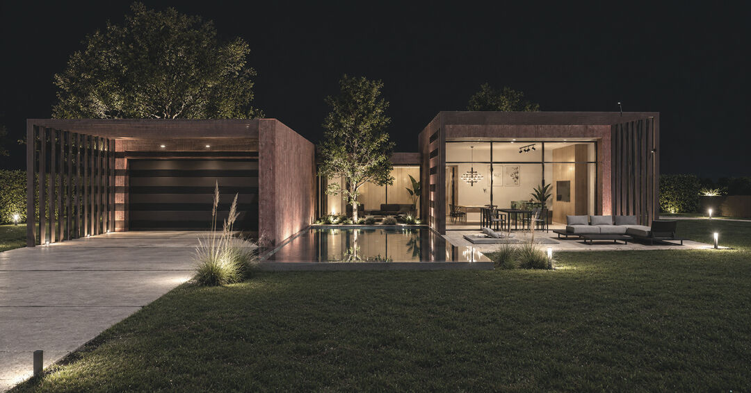 SWIMMING POOL AREA BY NIGHT