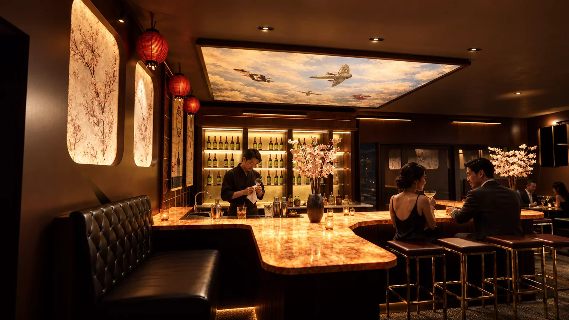 Arrival and bar — the main gathering space