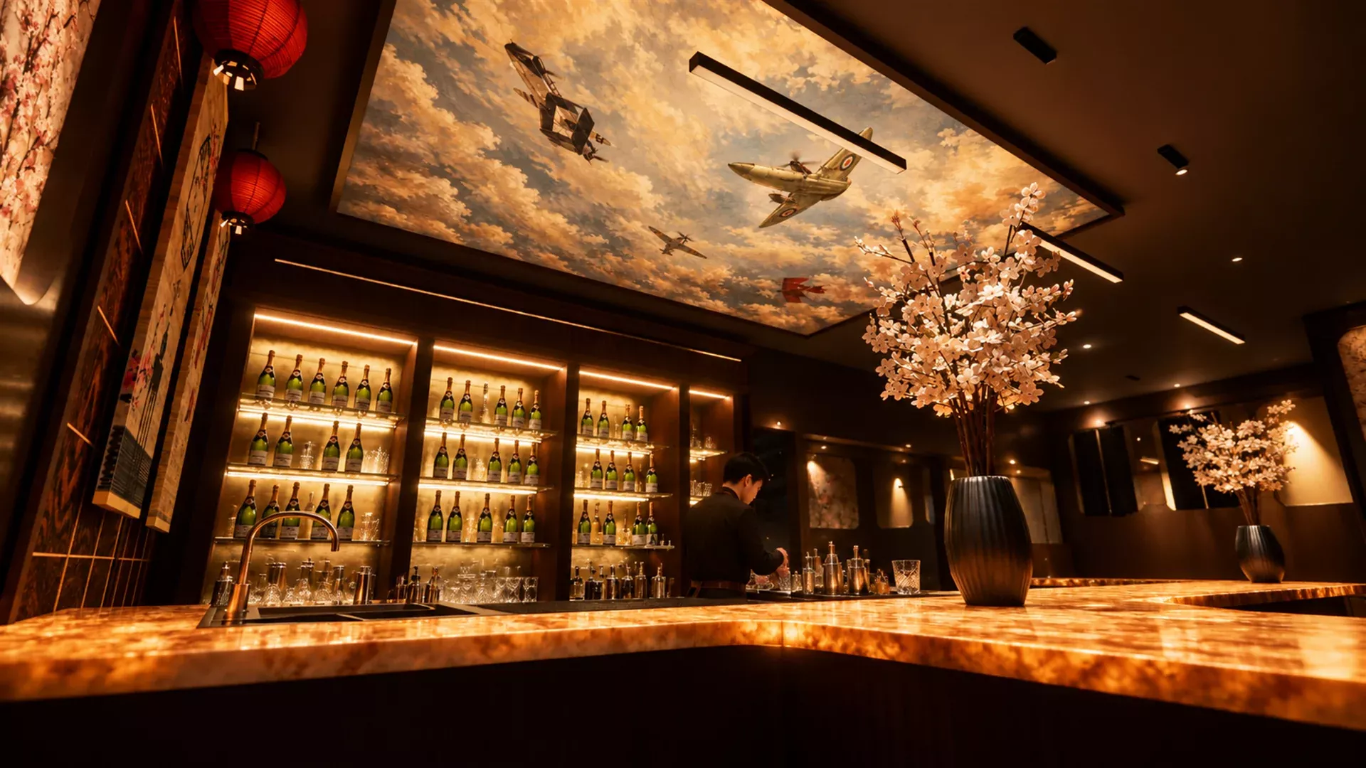 Backbar — material and lighting detail
