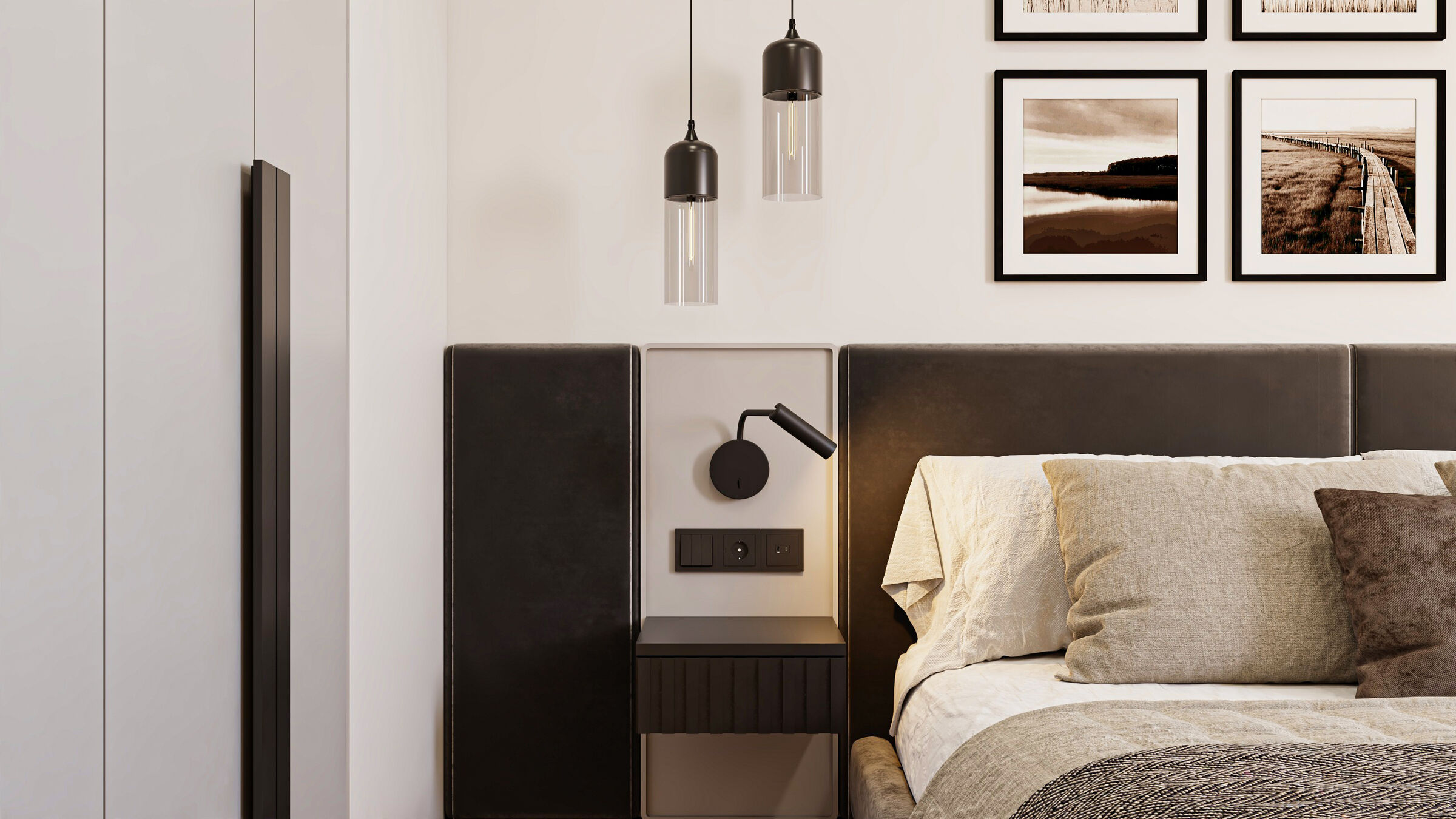 Bedside lighting detail, rendering