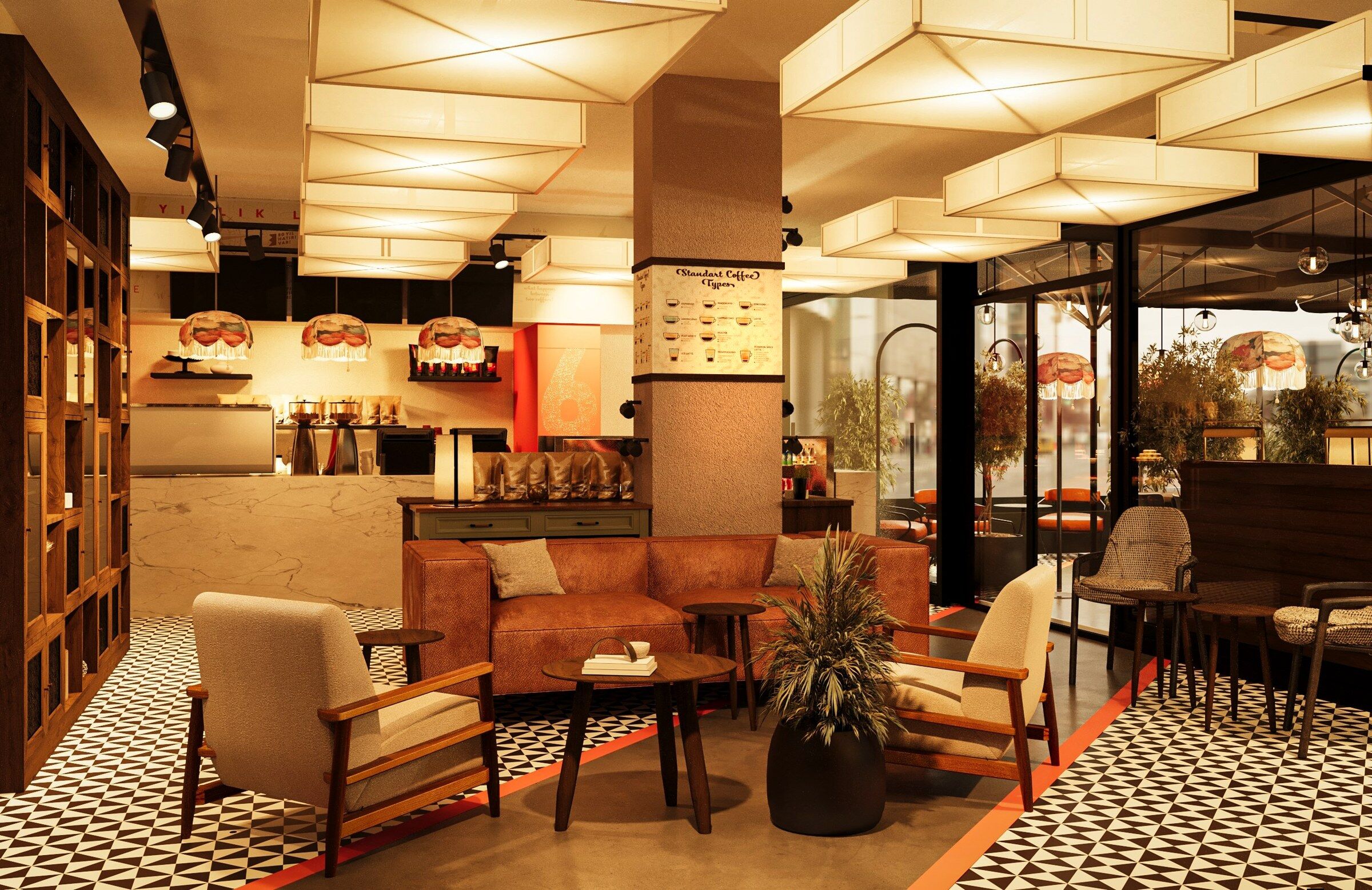 Design rendering, lounge seating